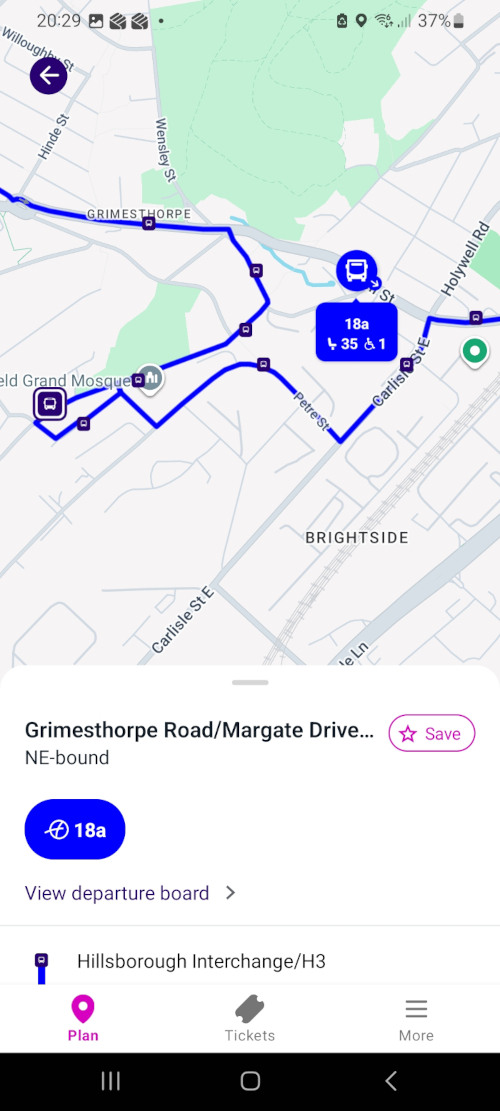 Screenshot FirstBus app