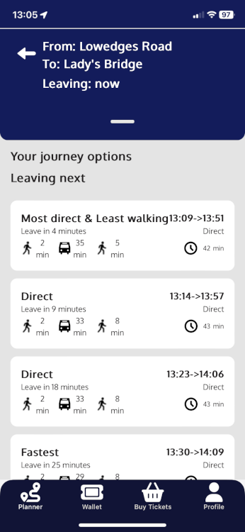 Travel South Yorkshire (TSY) app
