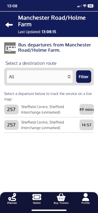 Travel South Yorkshire (TSY) app