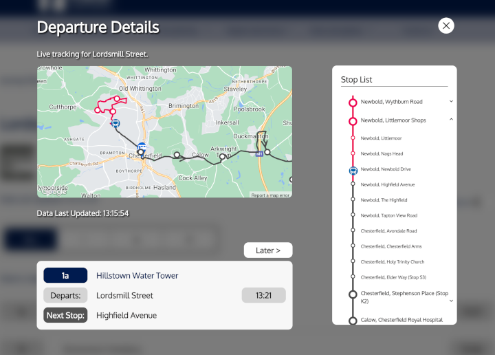 Timetables, RTI Predictions, and Buses On A Map
